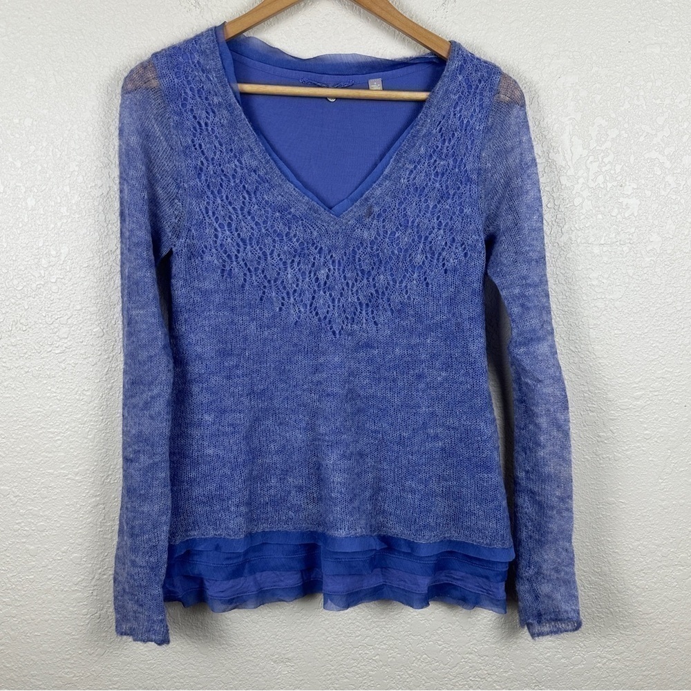 Anthropologie Knitted and Knotted Layered Look Alpaca Blend Sweater Size Small